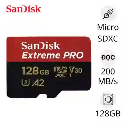 Thẻ nhớ Micro SDXC Sandisk Extreme V30 A2 200MB/S 128GB 1