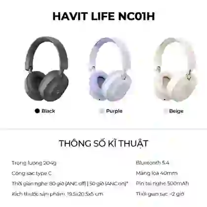 Tai nghe Bluetooth chụp tai Havit H668BT - Vàng
