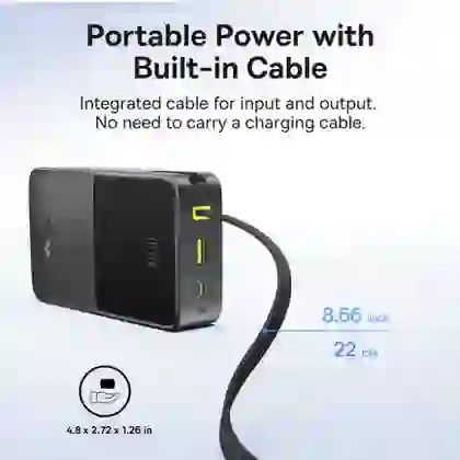 Pin dự phòng Baseus Enerfill Bipow 2 Pro màn hình số 20.000mAh 22.5W kèm cáp 10