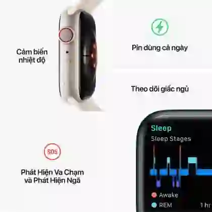 Apple Watch Series 8 41mm GPS Viền nhôm Dây cao su - Cũ đẹp 6