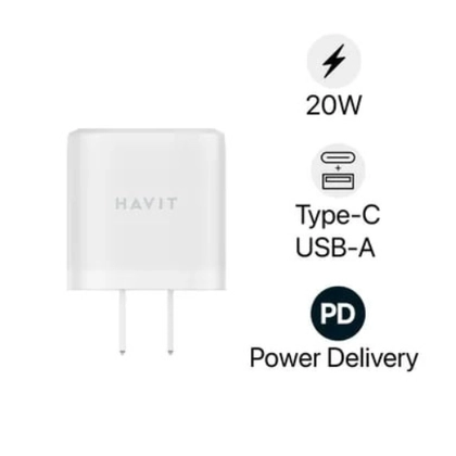 Củ sạc Havit 2 cổng Type C 20W Type A 12W UC166 3