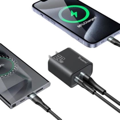 Sạc nhanh Mini Trusmi PD 65w Gan 1A+2C kèm cáp Type-C to Type-C 60w (US) CH05 3