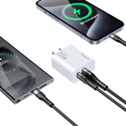 Sạc nhanh Mini Trusmi PD 65w Gan 1A+2C kèm cáp Type-C to Type-C 60w (US) CH05 2