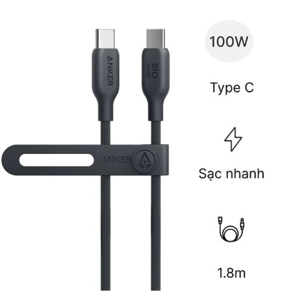 Cáp Anker 543 USB-C to USB-C Nylon BIO-BRAIDED dài 1.8M A80E6 1