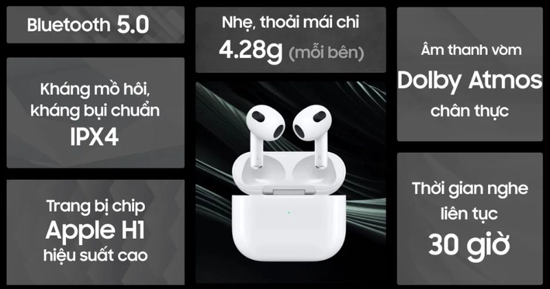 Tai nghe Bluetooth Apple AirPods 3 2022 sạc có dây - Cũ Đẹp 5