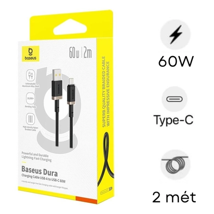 Cáp Baseus Dura Series Usb-A to C 60w dài 2m 1