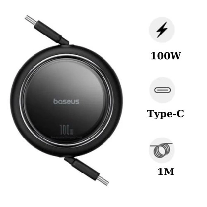 Cáp Baseus Free2Draw Mini Retractable Type-C to Type-C 100W 1M 1