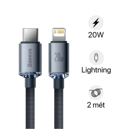 Cáp Baseus Crystal Shine USB-C to lightning dài 2M 1