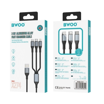 Cáp sạc nhanh BWOO Micro 120W X286V dài 1M 2