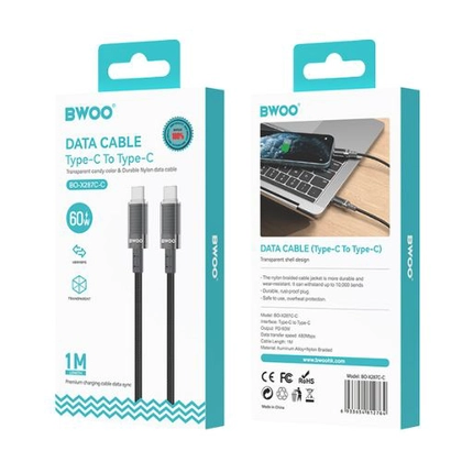 Cáp sạc nhanh BWOO Type-C to Type-C 60W X287C-C dài 1M 3