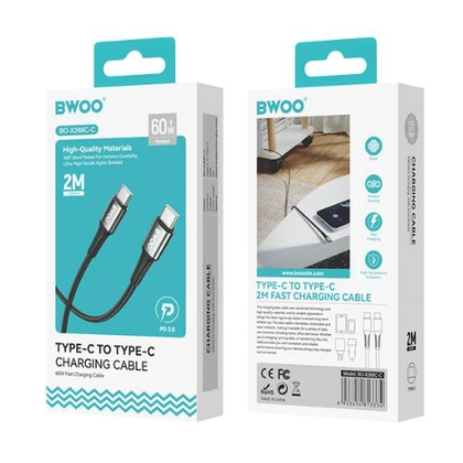 Cáp sạc nhanh BWOO Type-C to Type-C 60W X288C-C dài 1M 3