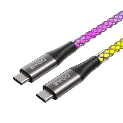 Cáp sạc nhanh BWOO Type-C to Type-C 65W đèn led X278 dài 2M 1