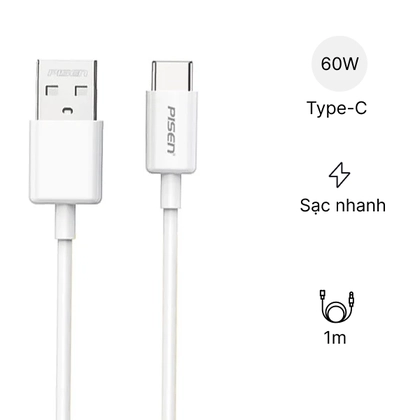 Cáp sạc Pisen - Mr White USB-A to C 1m 3A 1