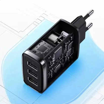 Củ sạc nhanh Baseus compact 3 cổng USB-A 2