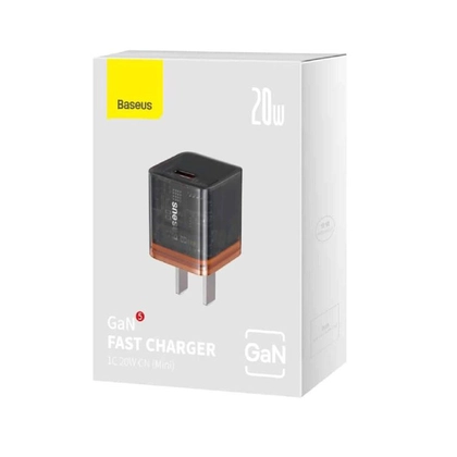 Củ sạc Baseus GaN5 1C PD 20W - Đen Cam