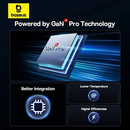 Củ sạc nhanh Baseus GaN6 Pro 2C + 2U 100W EU kèm cáp C-C 100W 1m 1