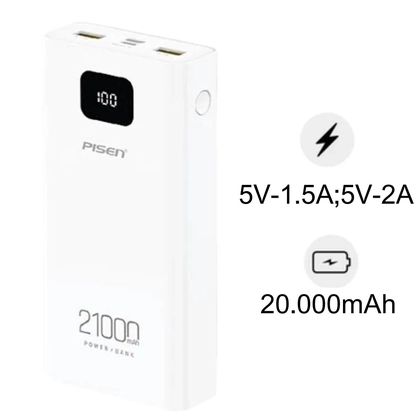 Pin dự phòng Pisen Mr White Digital 21.000 mAh 1