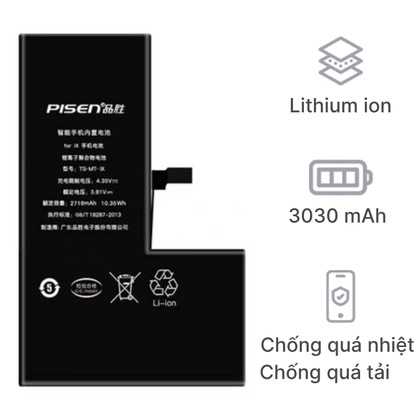 pin iPhone XS dung lượng siêu cao chính hãng Pisen 3