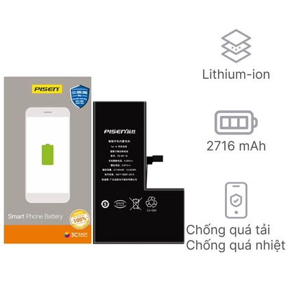 pin iPhone X chính hãng Pisen 1