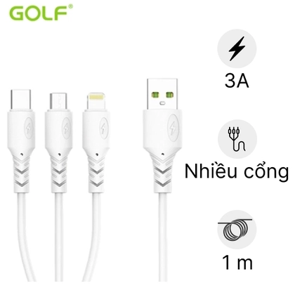 Cáp Golf 3 In 1 Sạc Nhanh 3A GC-85 Dài 1m 1
