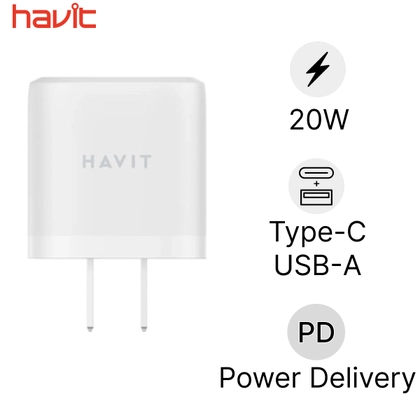 Củ sạc Havit 2 cổng Type C 20W Type A 12W UC166 1