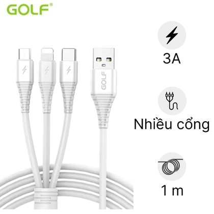 Cáp sạc Golf 3 In 1 Sạc Nhanh 3A GC-65 1m 1