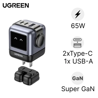 Củ sạc nhanh Ugreen Robot GaN Nexode 3 cổng USB-C USB-A 65W CD361 15570 1