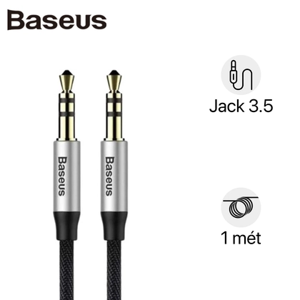 CÁP ÂM THANH BASEUS YIVEN M30 DÀI 1M BẠC ĐEN 1
