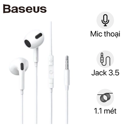 TAI NGHE CÓ DÂY BASEUS ENCOK 3.5MM H17 - TRẮNG 1