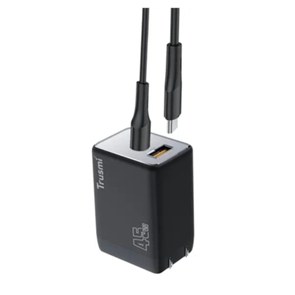 Sạc nhanh Mini Trusmi PD 45w Gan 1A1C kèm cáp Type-C to Type-C 60w (US) CH06 1