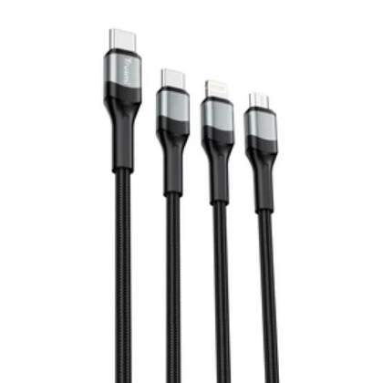 Cáp Trusmi 3 in 1 Usb-C to Usb-C, Lightning, Micro 66w dài 1.2m 1