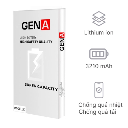 pin iPhone X dung lượng siêu cao chính hãng GENA 2