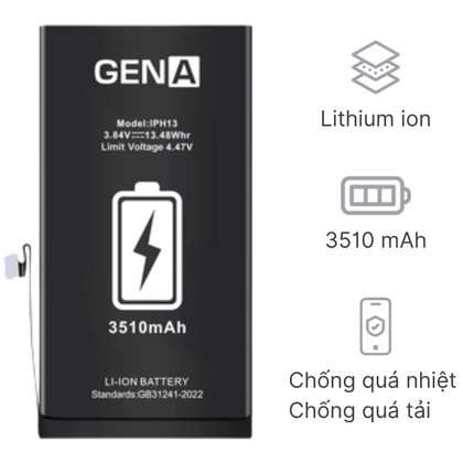 pin iPhone 13 dung lượng siêu cao chính hãng GENA 3