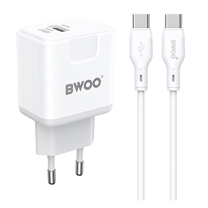 Sạc BWOO 2 cổng USB-A kèm cáp Type-C US CDA64VC 1