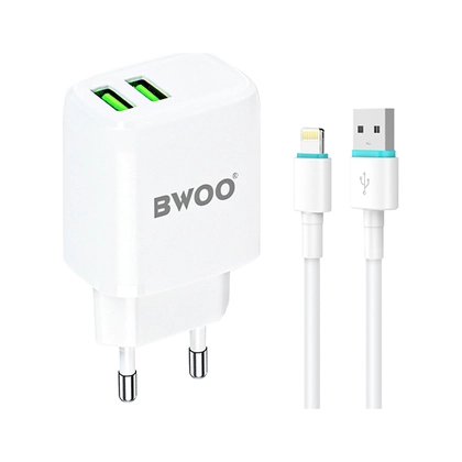 Sạc BWOO 2 cổng USB-A kèm cáp Type-C US CDA64VC 1