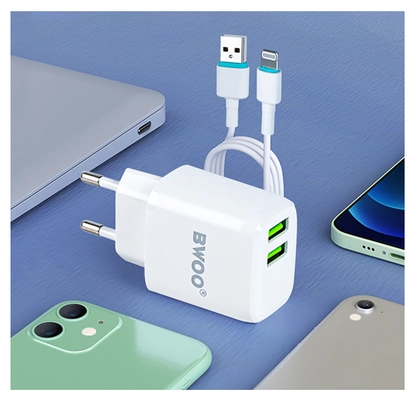 Sạc BWOO 2 cổng USB-A kèm cáp Type-C US CDA64VC 4