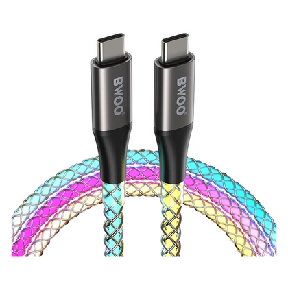 Cáp sạc nhanh BWOO Type-C to Type-C 65W đèn led X278 dài 2M 4