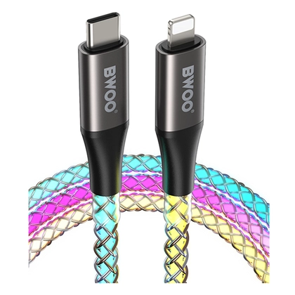 Cáp sạc nhanh BWOO Type-C to Lightning PD 27W đèn led X279C-L dài 1M 4