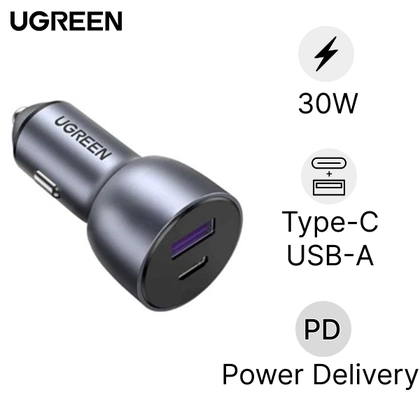 Sạc ô tô Ugreen 30W cổng USB-C + USB-A CD130 40858 1