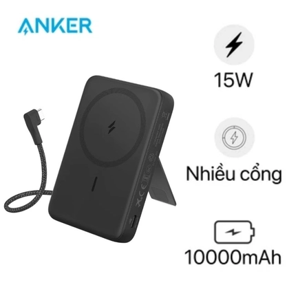 Pin sạc dự phòng Magnetic Anker Zolo 1C 10000mAh 15W tích hợp cáp Type-C A1685 1