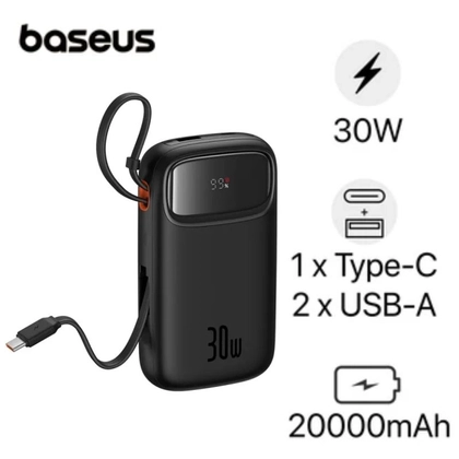 Pin sạc dự phòng Baseus Qpow2 màn hình số 20.000mAh 30W kèm 2 cáp type C 1