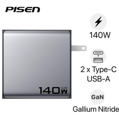 Sạc Pisen Bolt Pro 140W 2C1A Gan Fast kèm cáp Type-C to Type-C 1