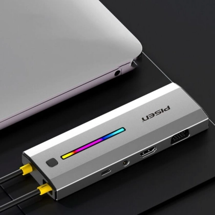 Hub chuyển đổi Pisen Type-C PGM HB39 LED RGB 11 IN 1 3