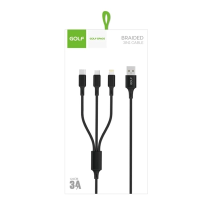 Cáp Golf 3A GC-86 3 in 1 sạc nhanh dây dù 1.2M 5