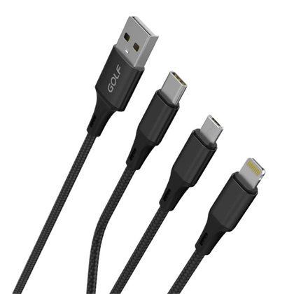 Cáp Golf 3A GC-86 3 in 1 sạc nhanh dây dù 1.2M 3