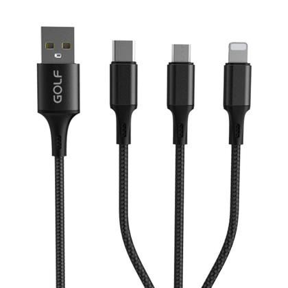 Cáp Golf 3A GC-86 3 in 1 sạc nhanh dây dù 1.2M 4
