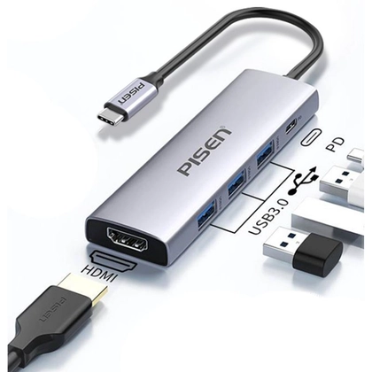 Hub Chuyển Đổi Pisen Type-C 5 trong 1 ( HDMI + USB 3.0x3 + Type-C ) 3