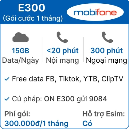 Sim 4G Mobifone E300 15GB/Ngày có nghe gọi - 1 tháng (thành phẩm) 1