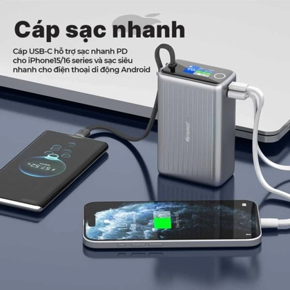 Pin dự phòng StarGO Hypercharge 25000mAh 100W tích hợp màn hình + cáp Type-C 5