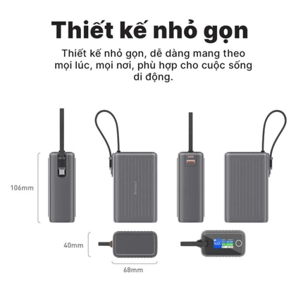 Pin dự phòng StarGO Hypercharge 25000mAh 100W tích hợp màn hình + cáp Type-C 7